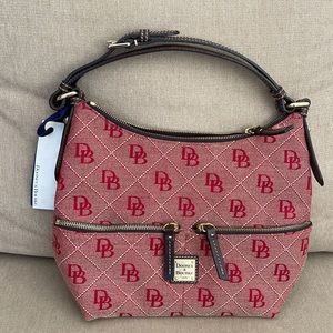 NWT Dooney and Bourke small hobo bag. Signature Red with brown leather